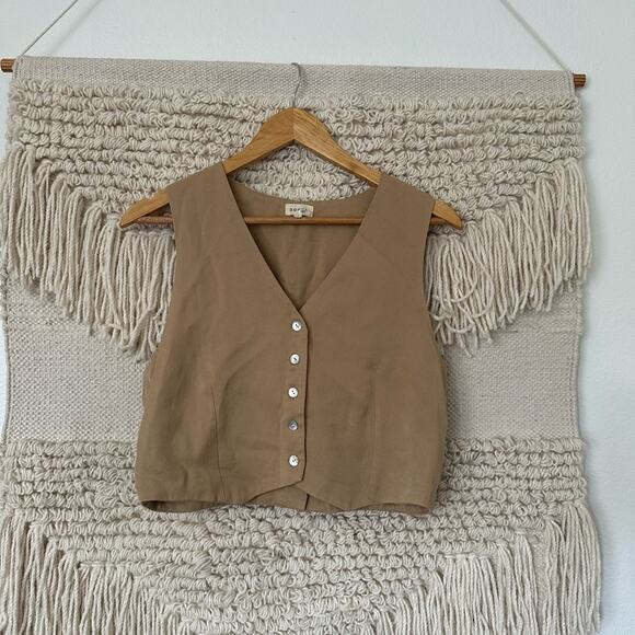 DONNI Sand Twill Crop Vest - Picture 1 of 5